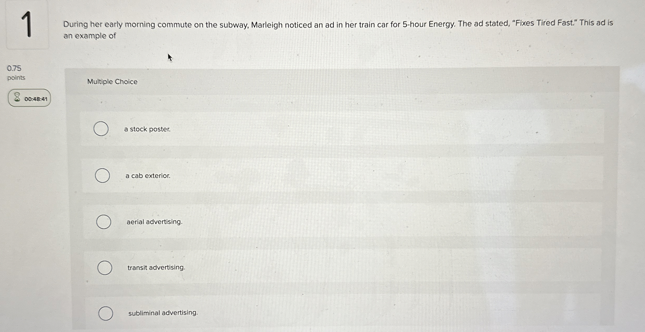 1 During her early morning commute on the subway,