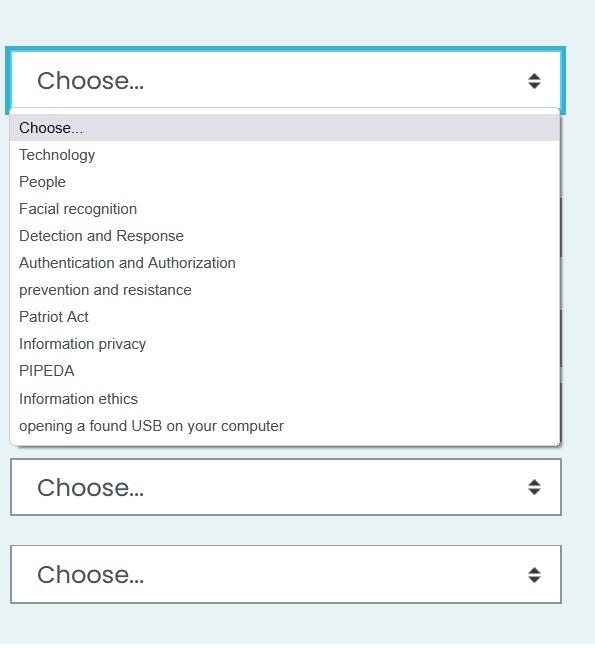Match the following to their correct description