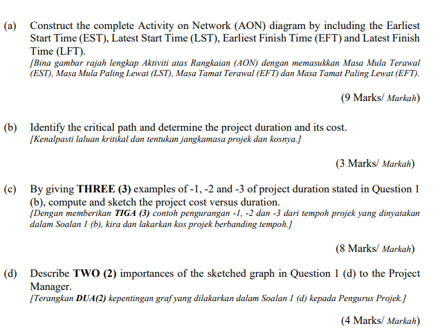1. Table 1 shows the activities for the data