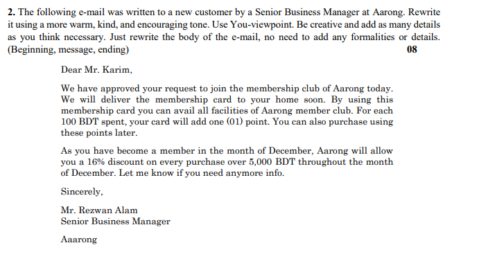 Please Make it quick 2. The following e-mail was