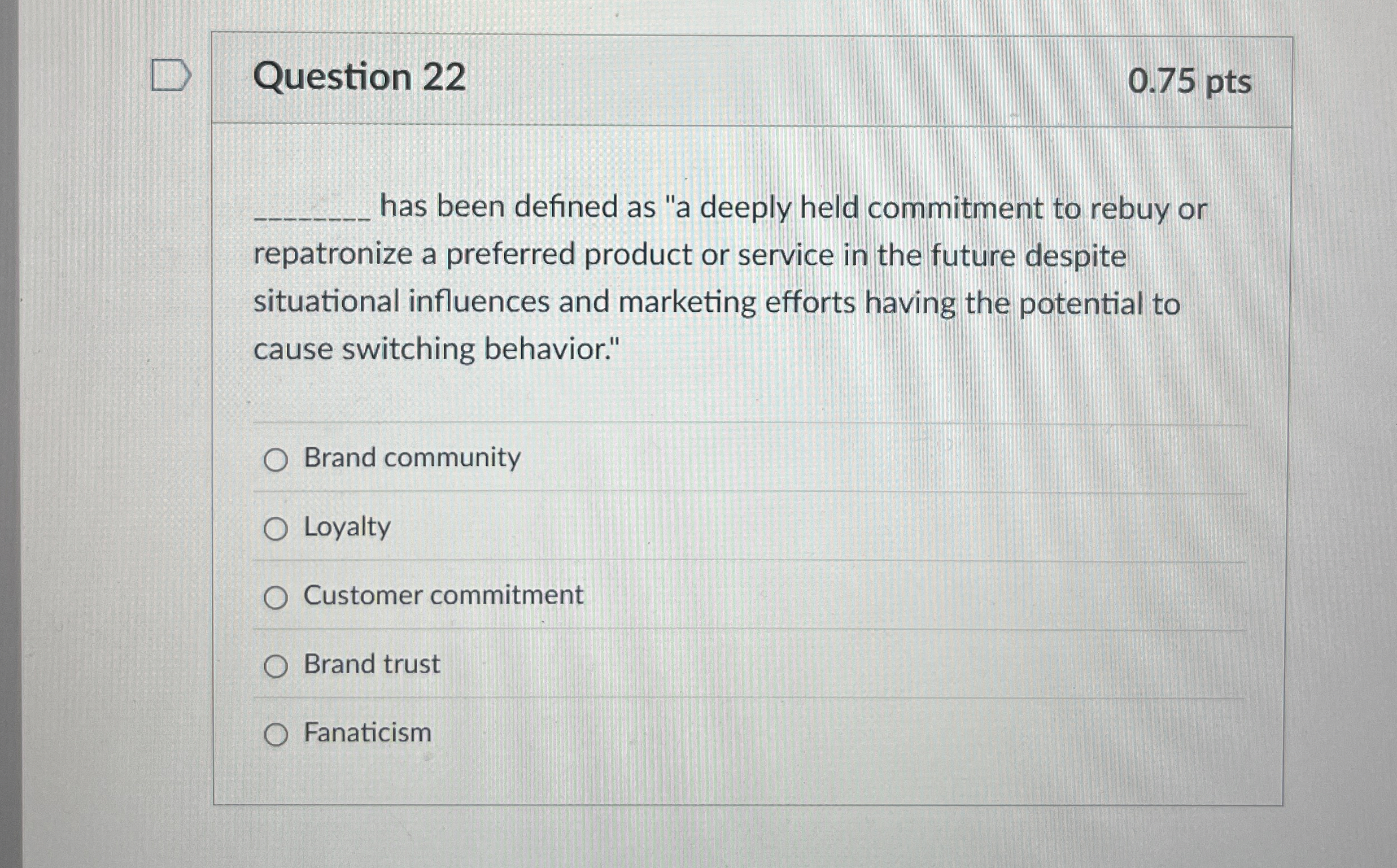 Question 2 2 0 . 7 5 pts has been defined as "a