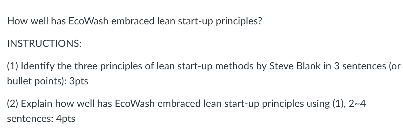 How well has EcoWash embraced lean start-up