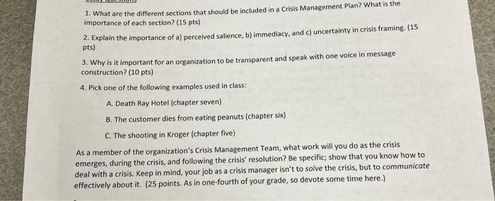 1. What are the different sections that should be