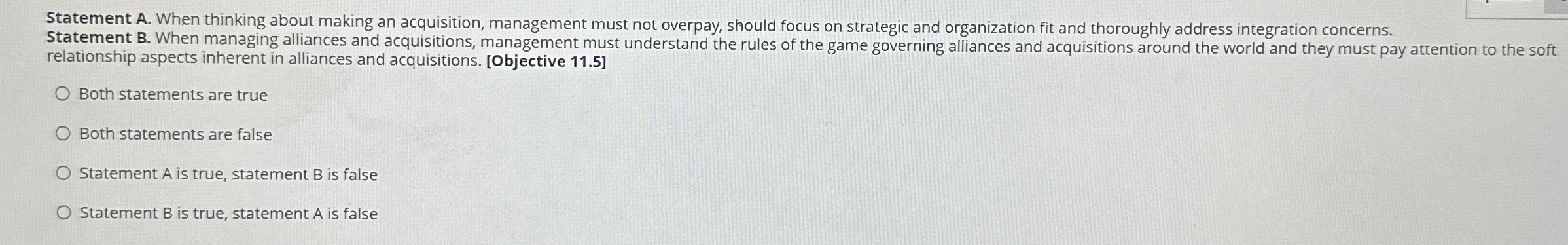 Statement A . When thinking about making an