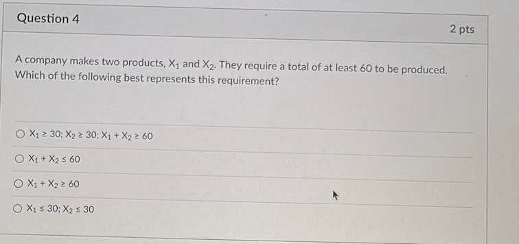 please help Question 3 2 pts A linear programming