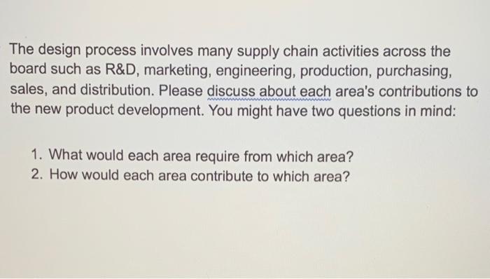 The design process involves many supply chain