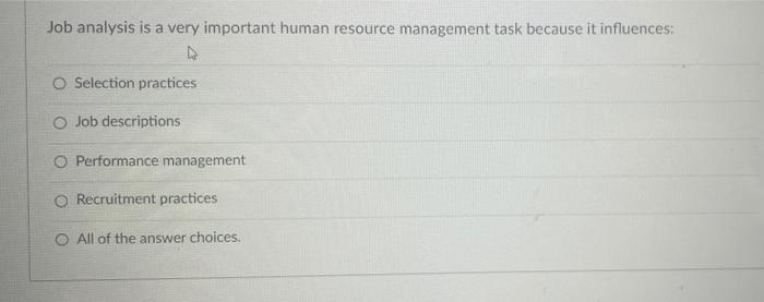 Job analysis is a very important human resource