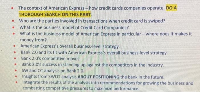 american express: bank 2.0 Case study 2 . . The