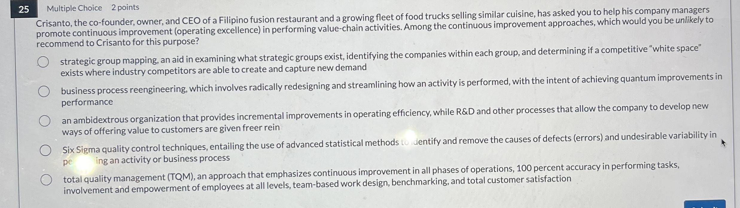 2 5 Multiple Choice 2 points Crisanto, the co -