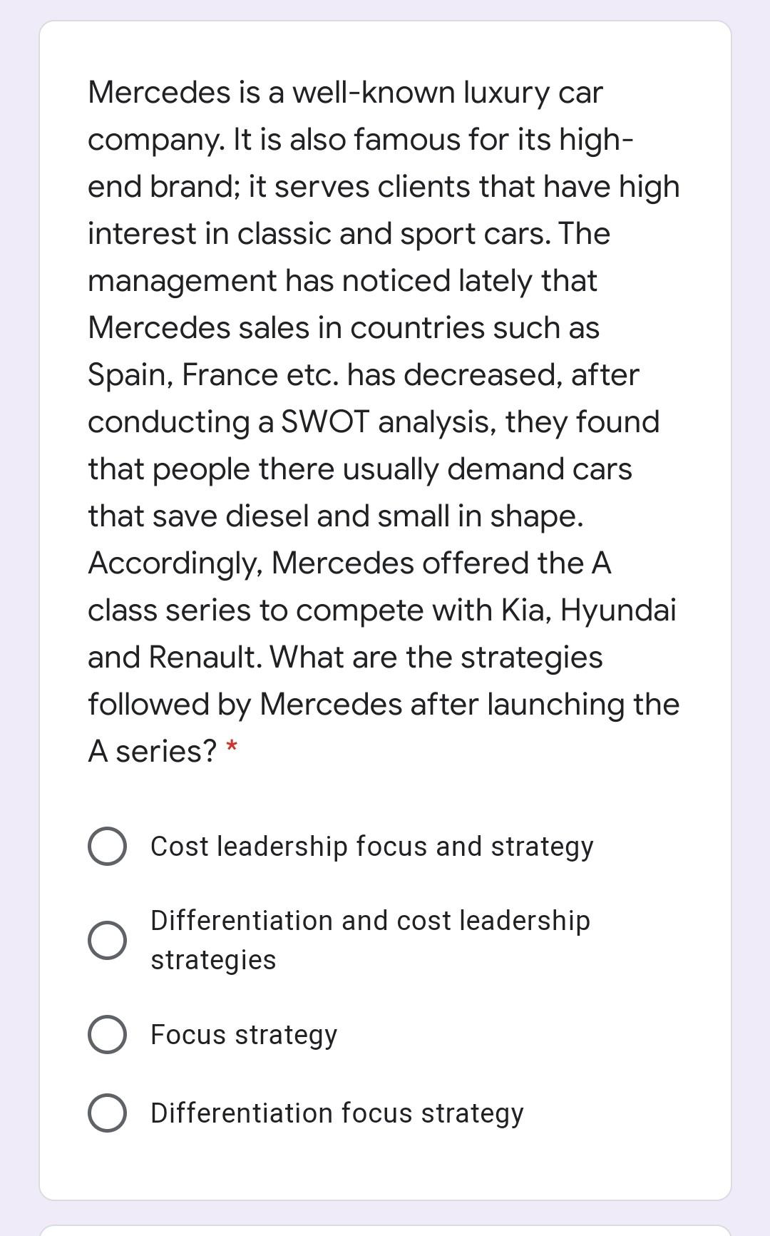 Mercedes is a well-known luxury car company. It