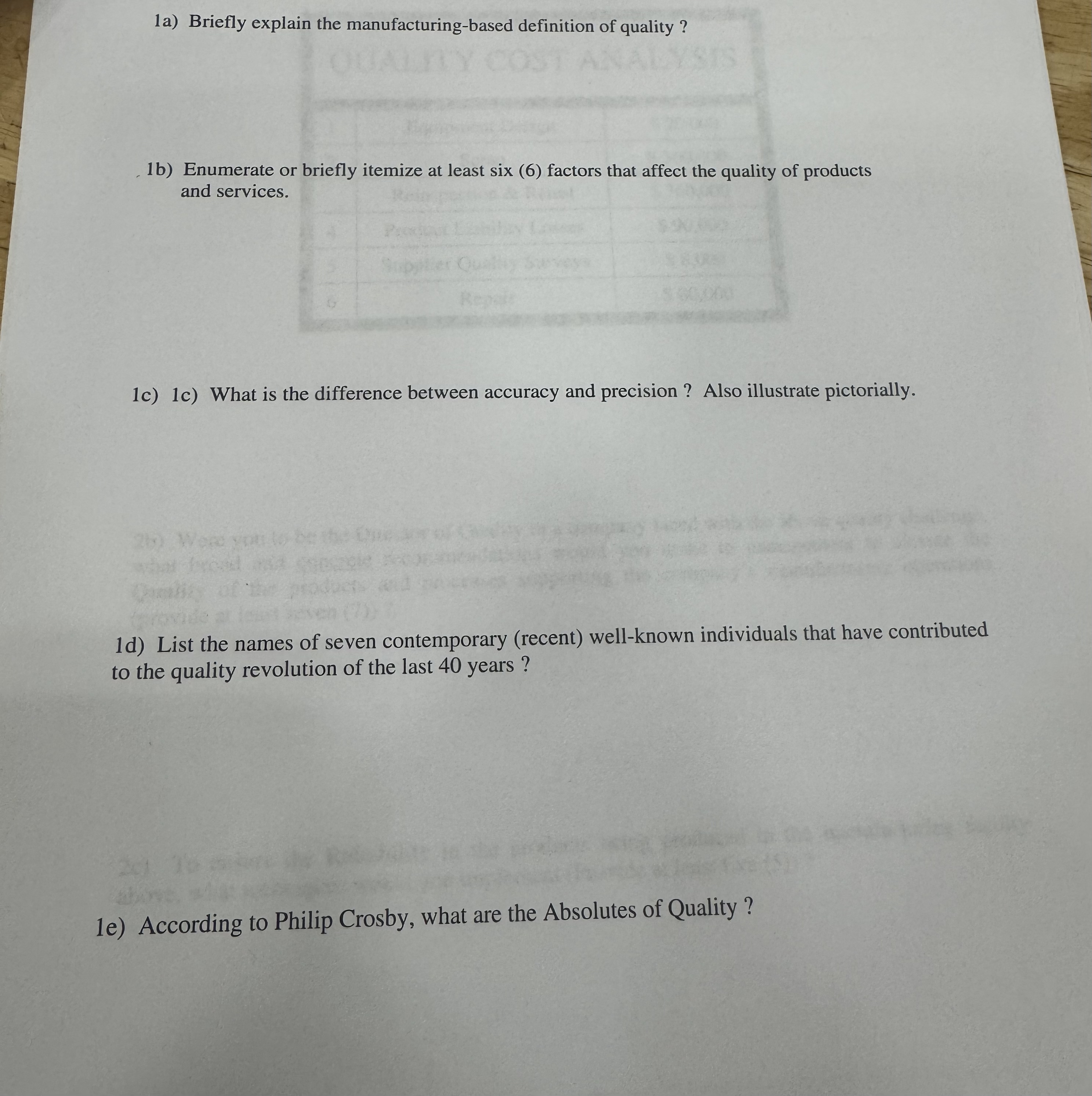1 a ) Briefly explain the manufacturing - based