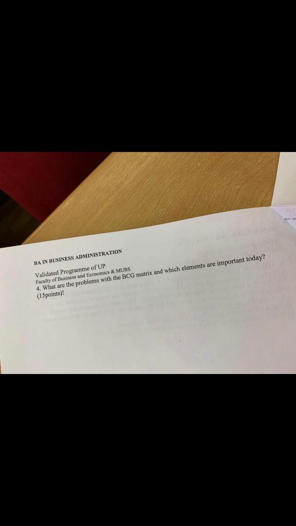 BA IN BUSINESS ADMINISTRATION Validated Programme