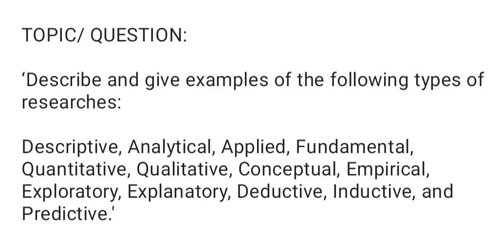 TOPIC/ QUESTION: 'Describe and give examples of