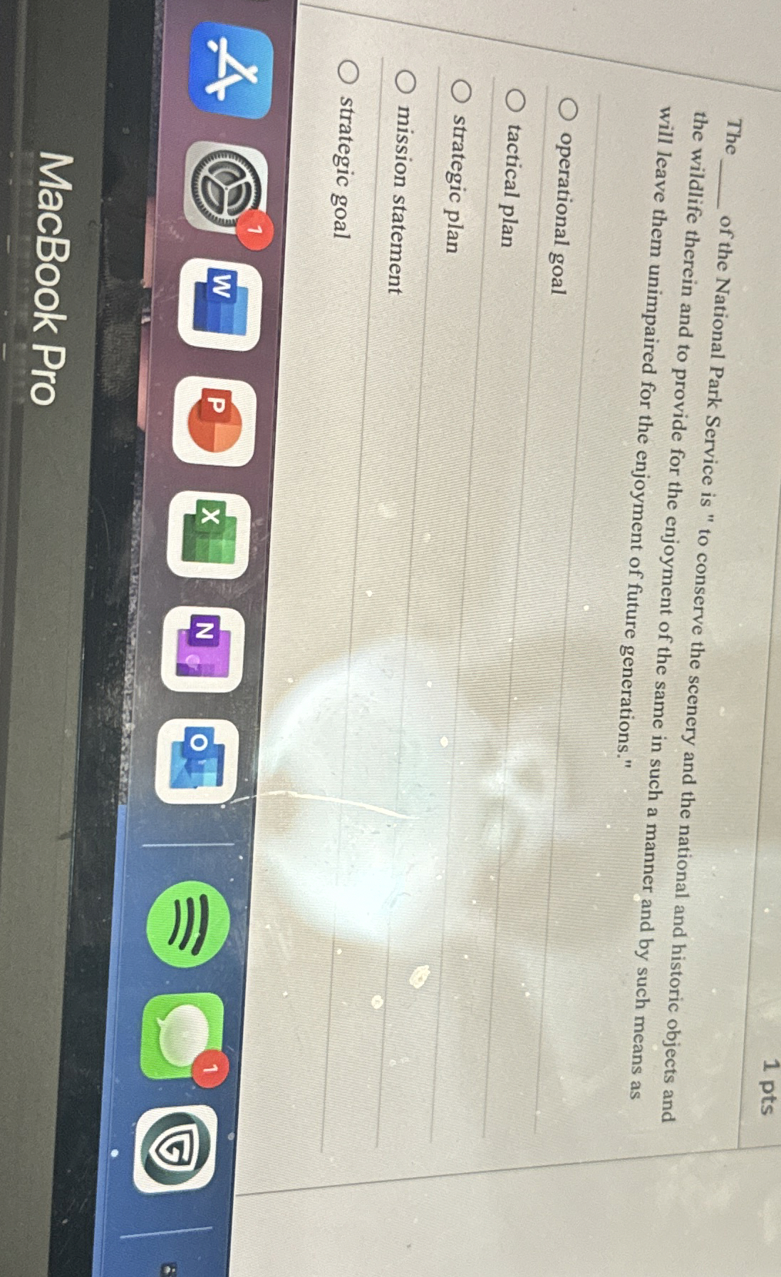 1 pts The of the National Park Service is " to