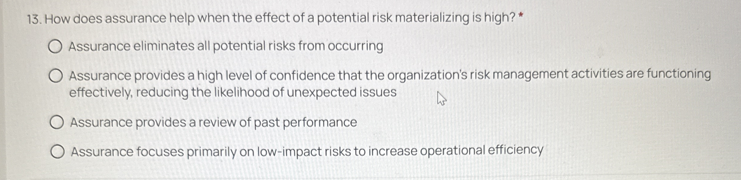 How does assurance help when the effect of a
