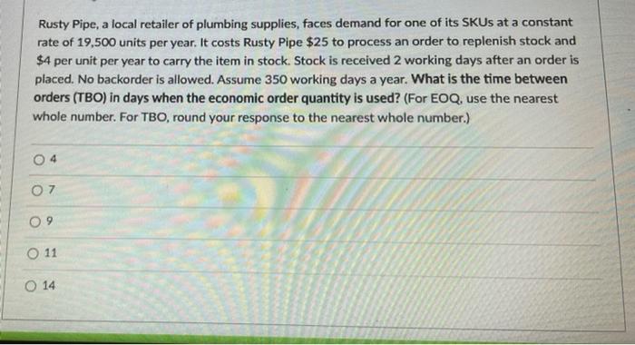 Rusty Pipe, a local retailer of plumbing