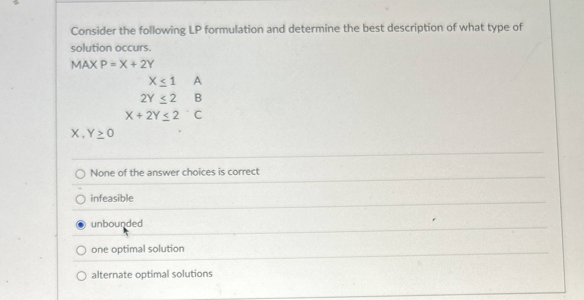 Consider the following LP formulation and