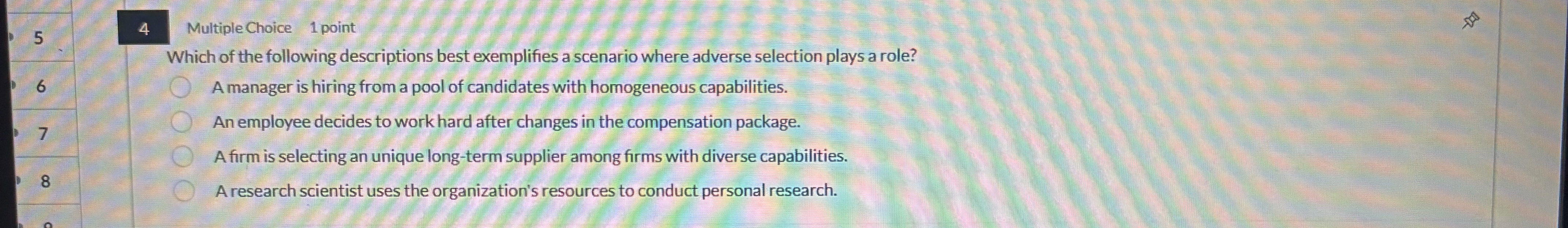 5 4 Multiple Choice 1 point 6 Which of the
