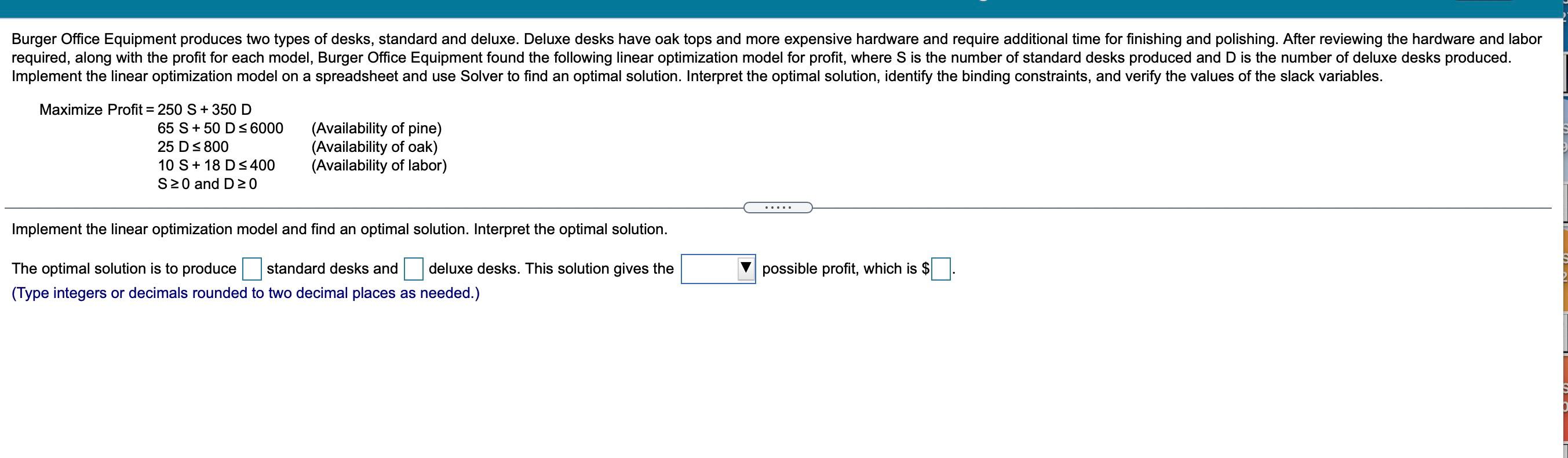 Solve the following problem. Please use excel and