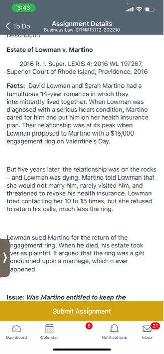 3:43 < To Do Assignment Details Business