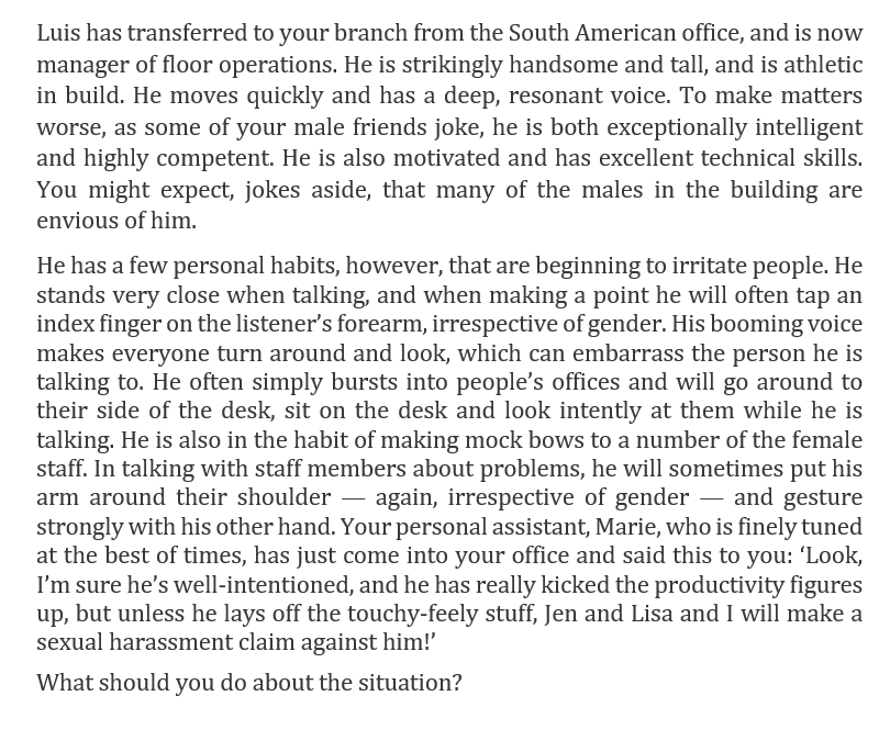 Nonverbal communication Luis has transferred to