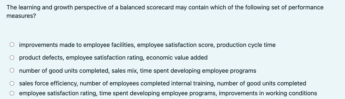 The learning and growth perspective of a balanced