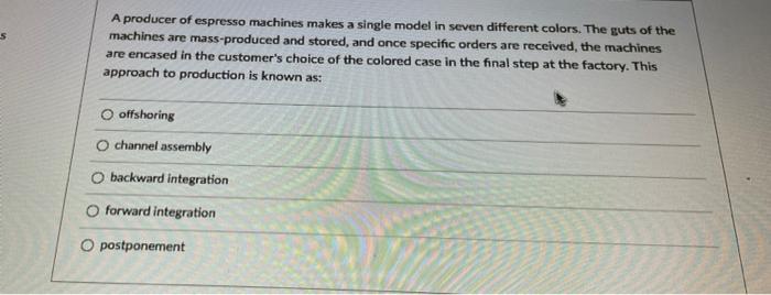 A producer of espresso machines makes a single