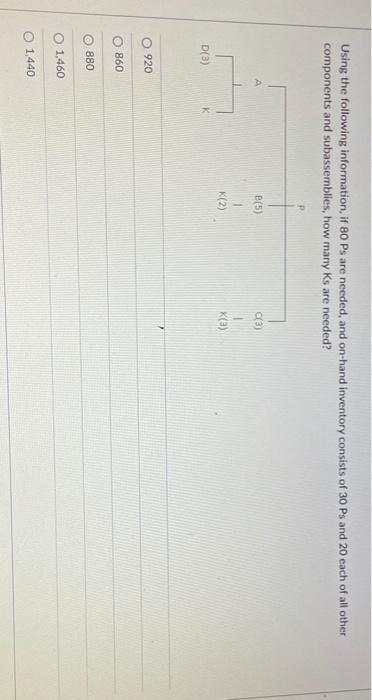 Using the following information, if 80 Ps are