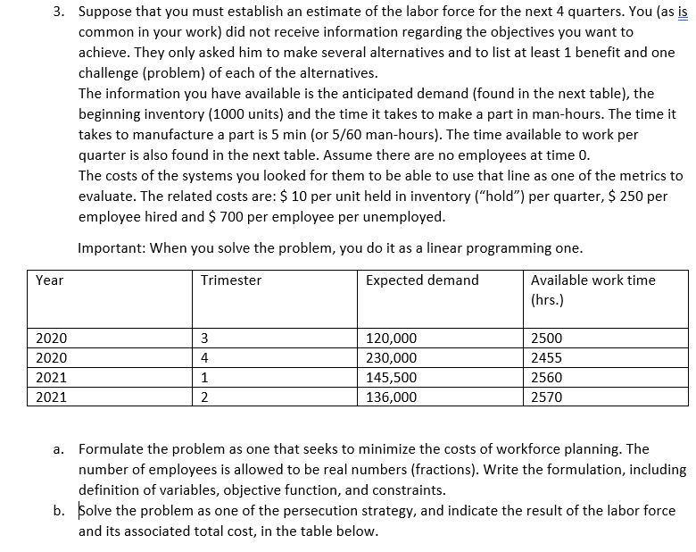 3. Suppose that you must establish an estimate of