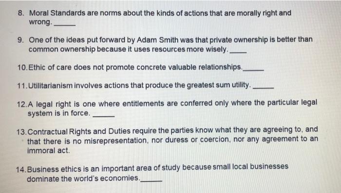 Mark the following statements TRUE or FALSE