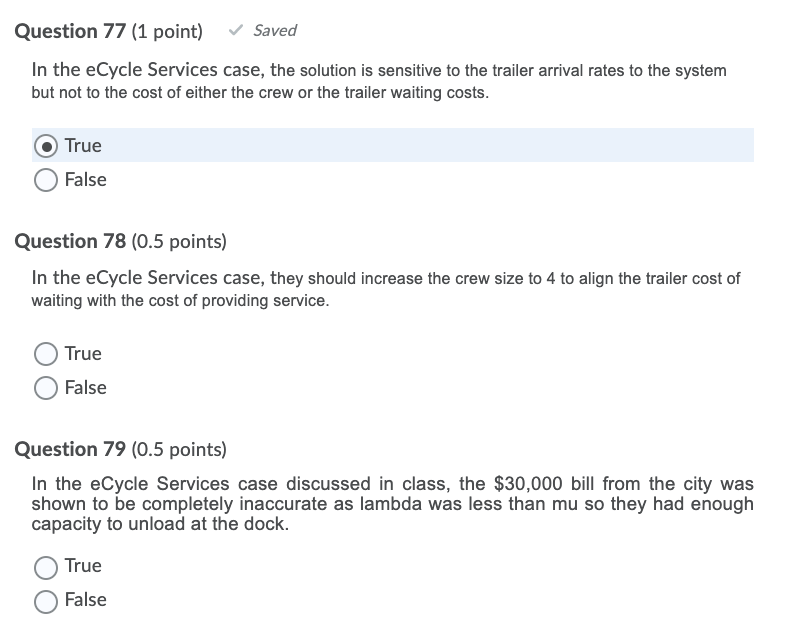 Question 77 (1 point) Saved In the eCycle