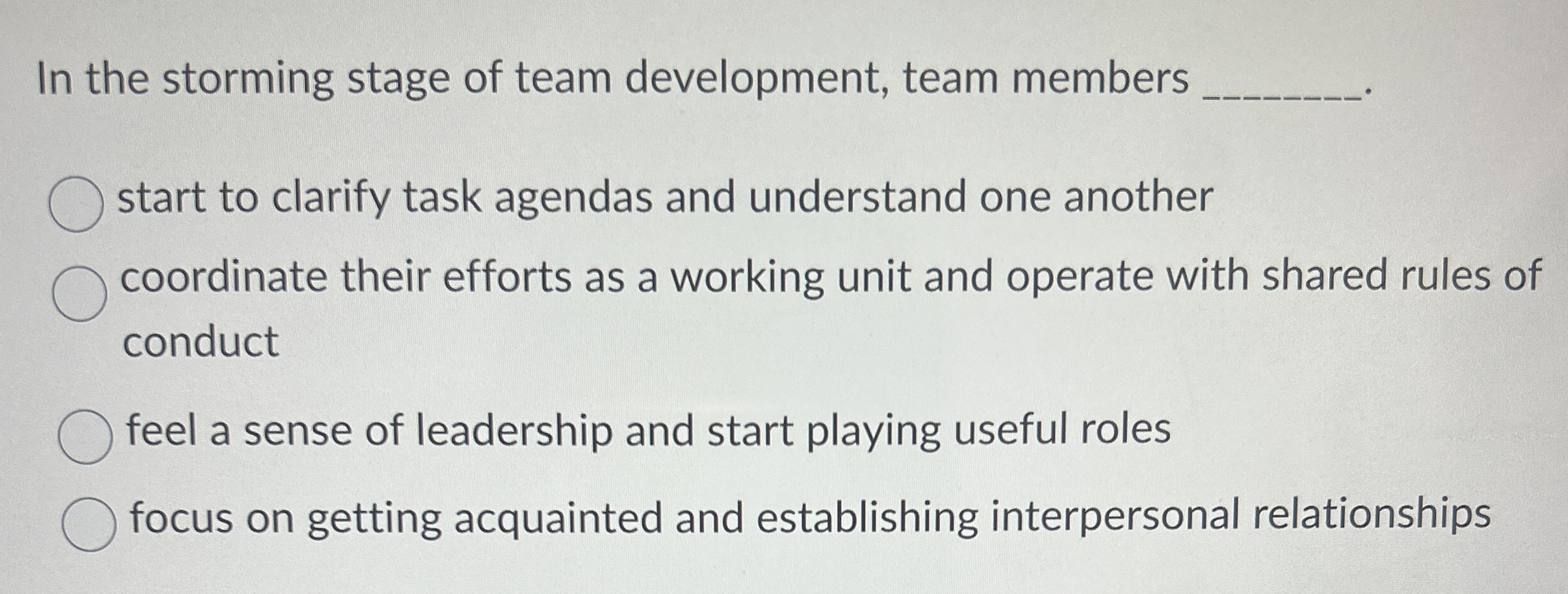 In the storming stage of team development, team