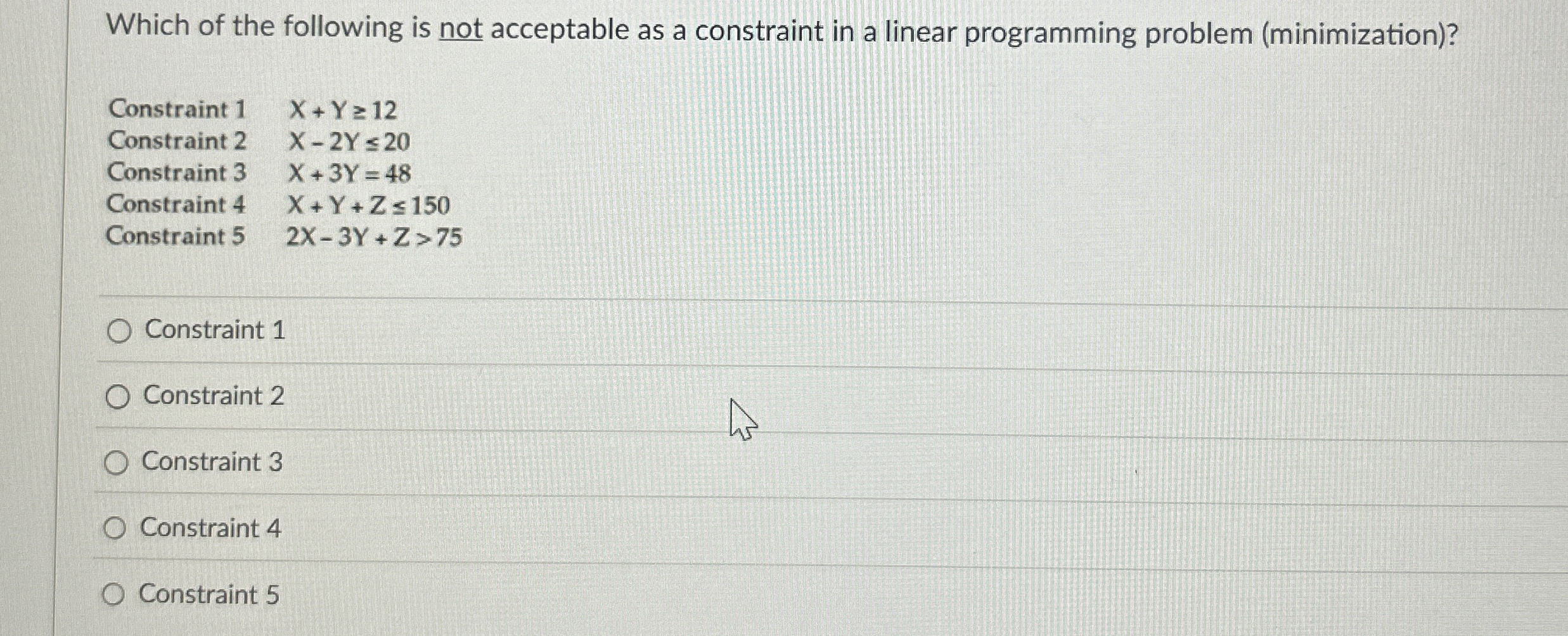 Which of the following is not acceptable as a