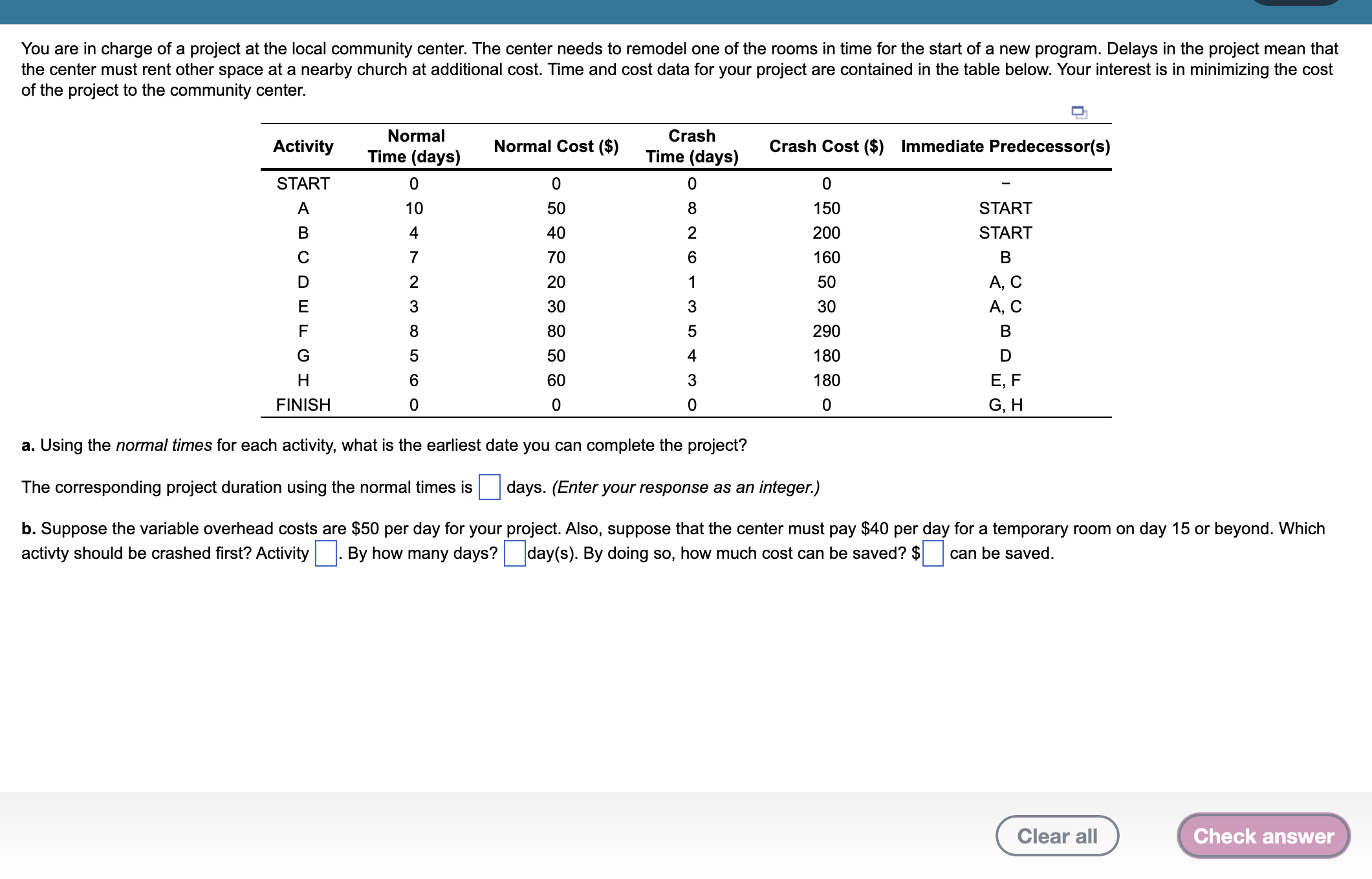 You are in charge of a project at the local