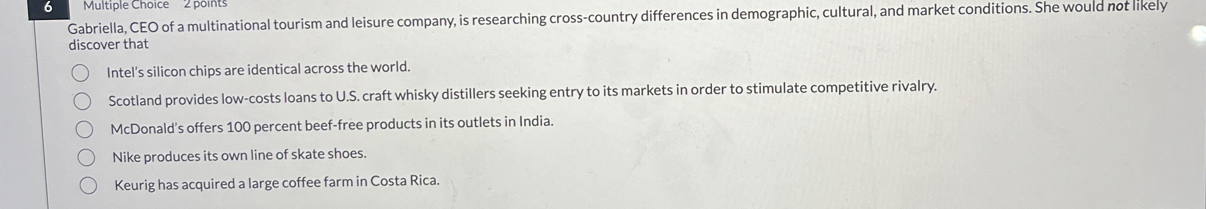 6 Multiple Choice 2 points Gabriella, CEO of a