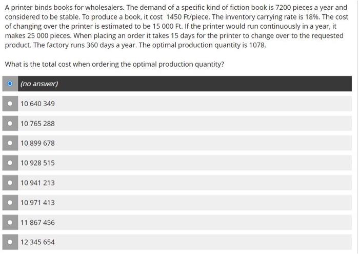 A printer binds books for wholesalers. The demand