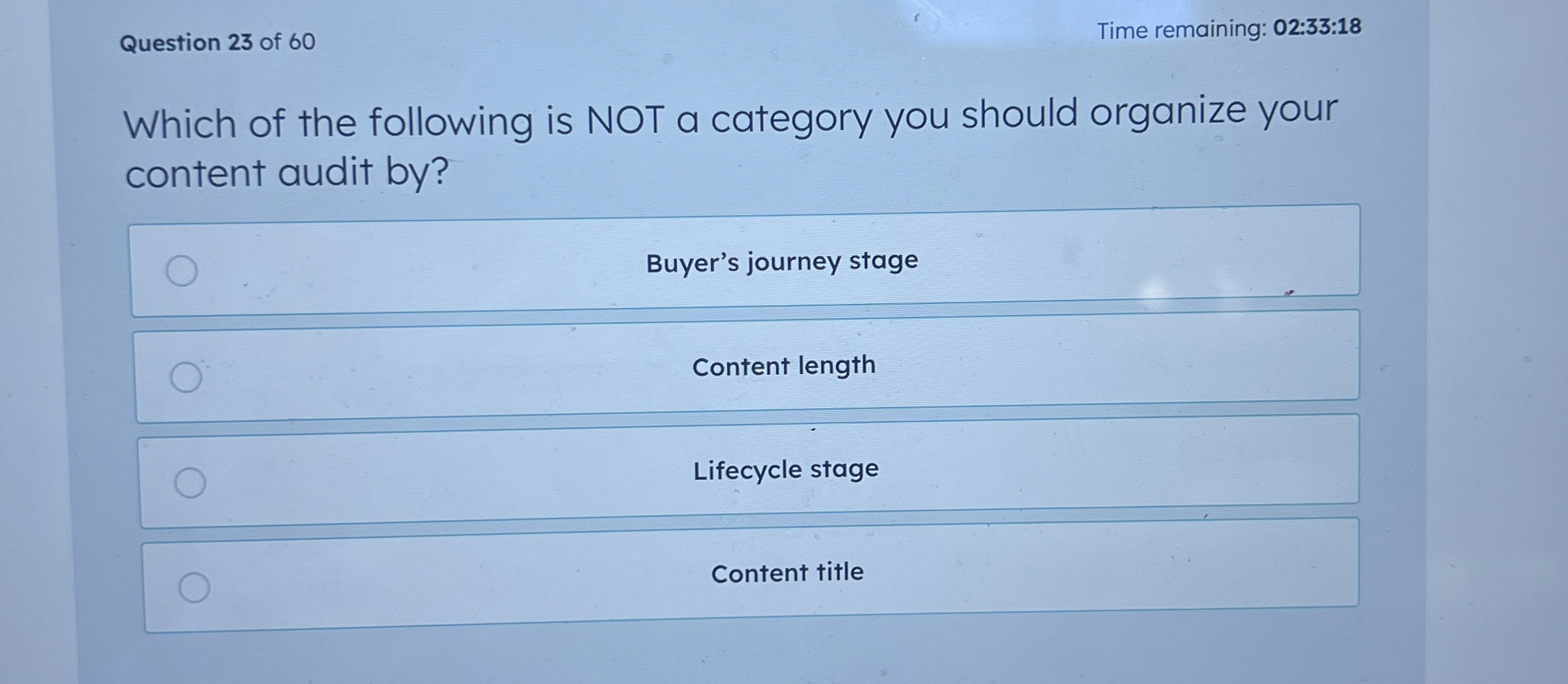 Question 2 3 of 6 0 Time remaining: 0 2 : 3 3 : 1