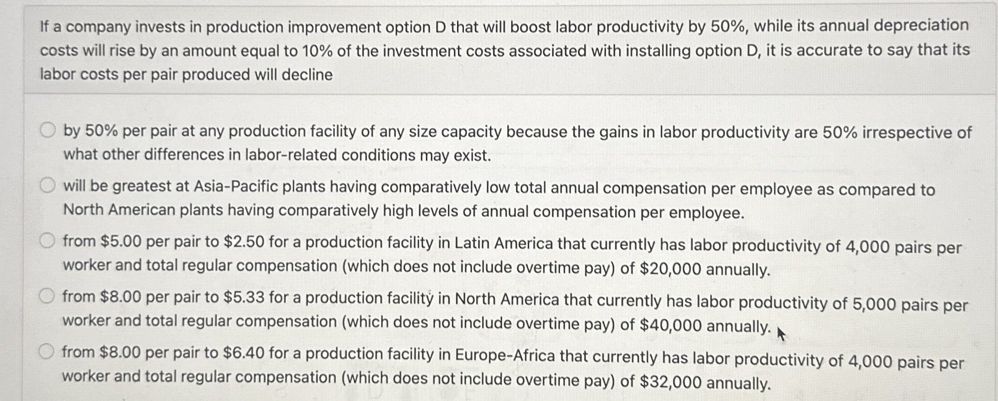 If a company invests in production improvement