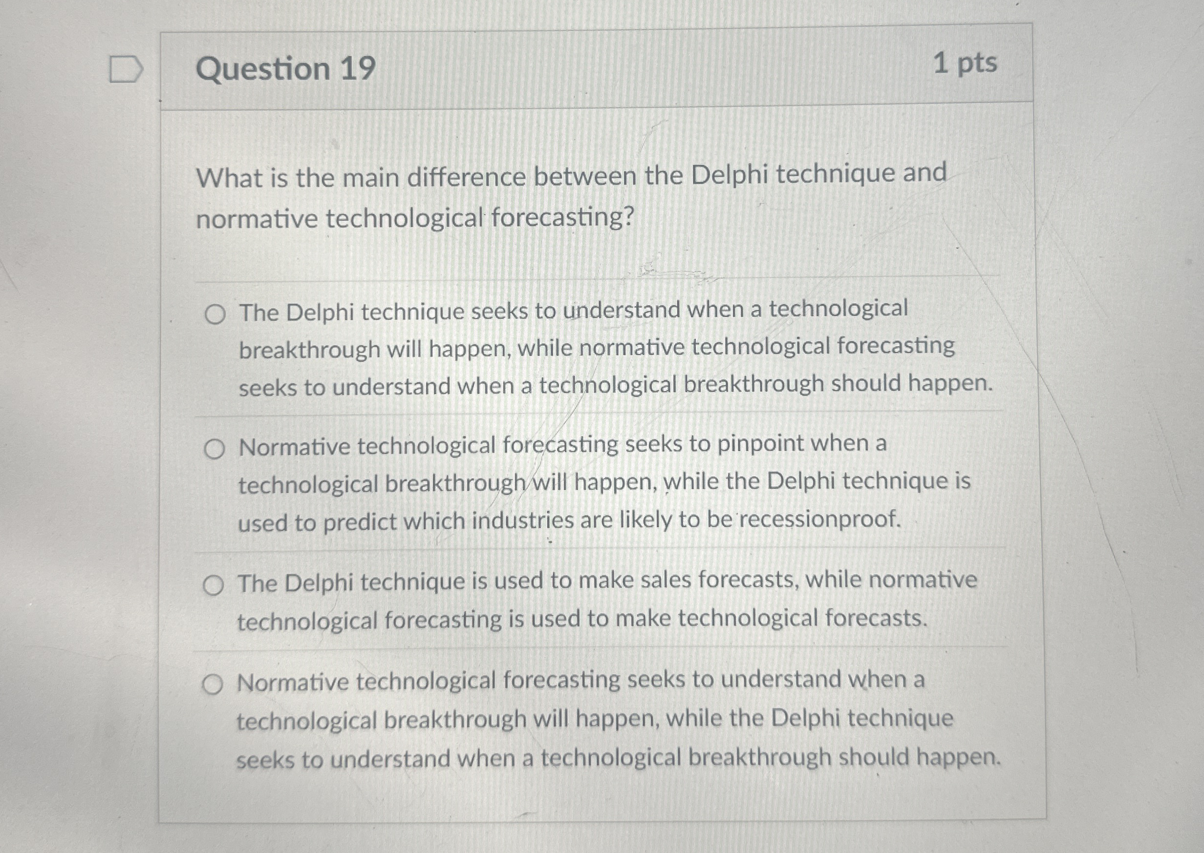 Question 1 9 1 pts What is the main difference