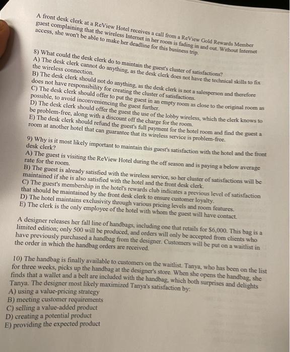 A front desk clerk at a ReView Hotel receives a