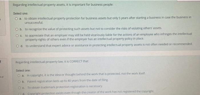 Regarding intellectual property assets, it is