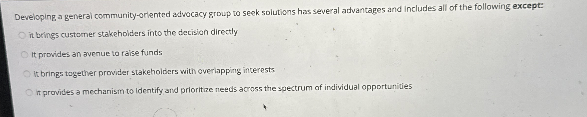 Developing a general community - oriented