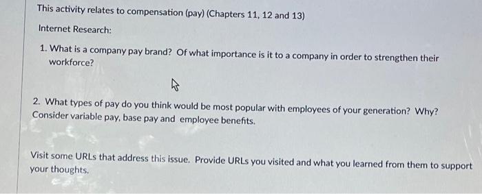 This activity relates to compensation (pay)