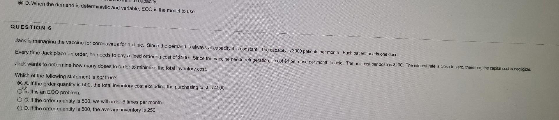 capacity OD. When the demand is deterministic and