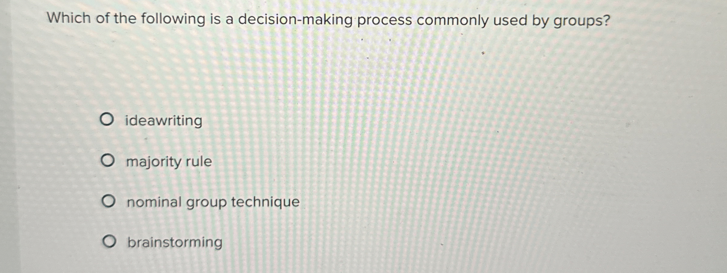 Which of the following is a decision - making