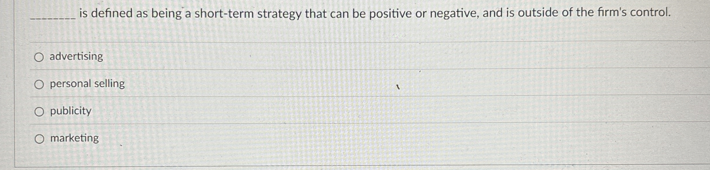 q , is defined as being a short - term strategy