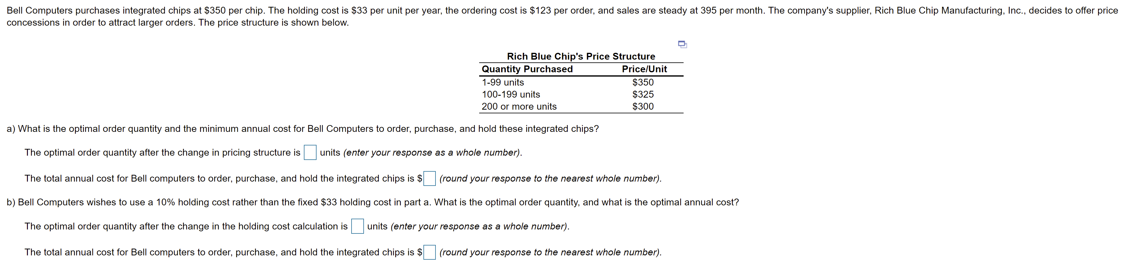 Bell Computers purchases integrated chips at $350