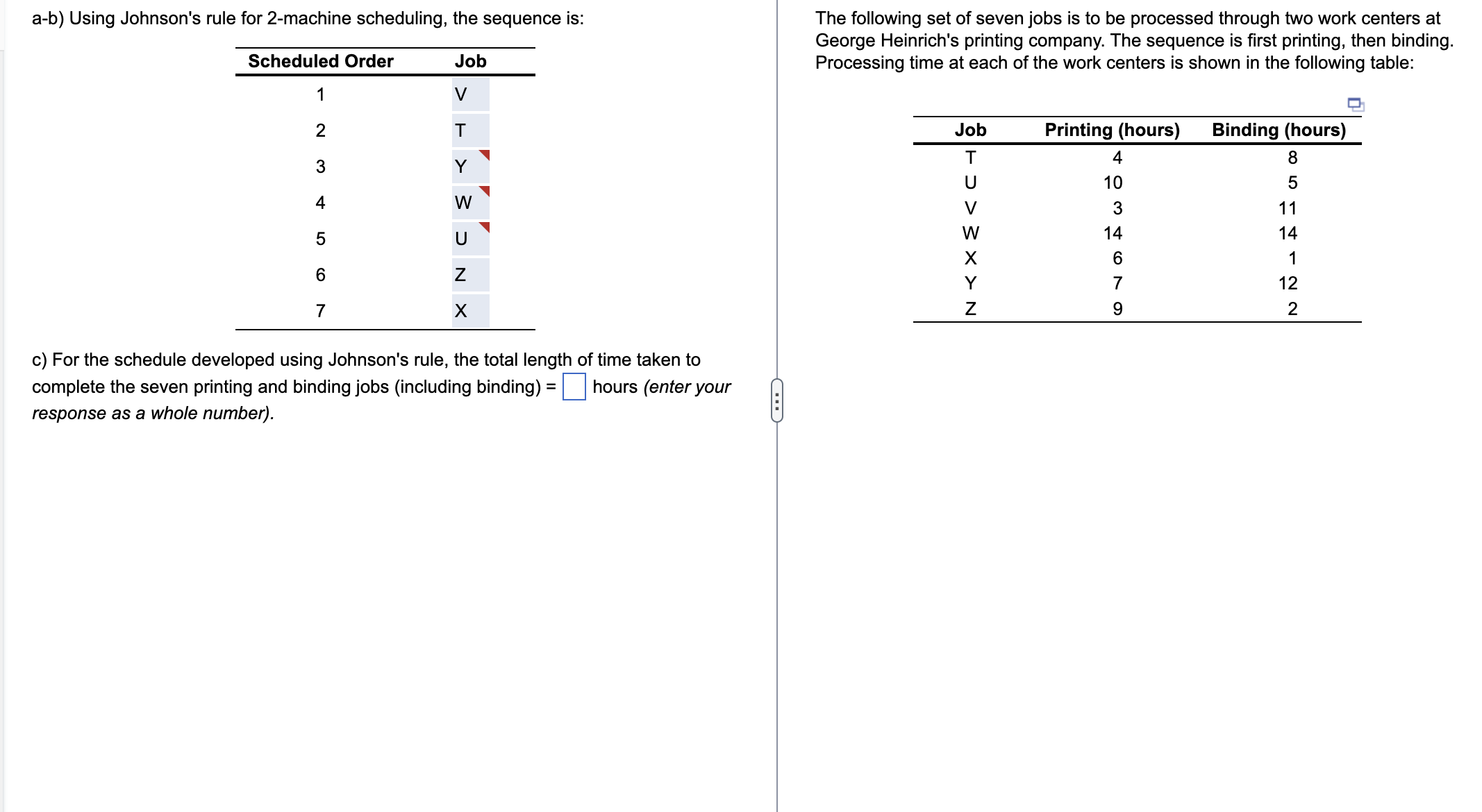 a - b ) Using Johnson's rule for 2 - machine