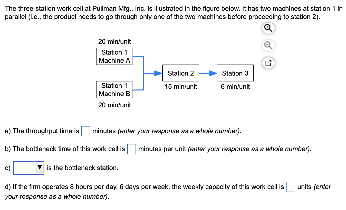 Please provide formulas. The three-station work