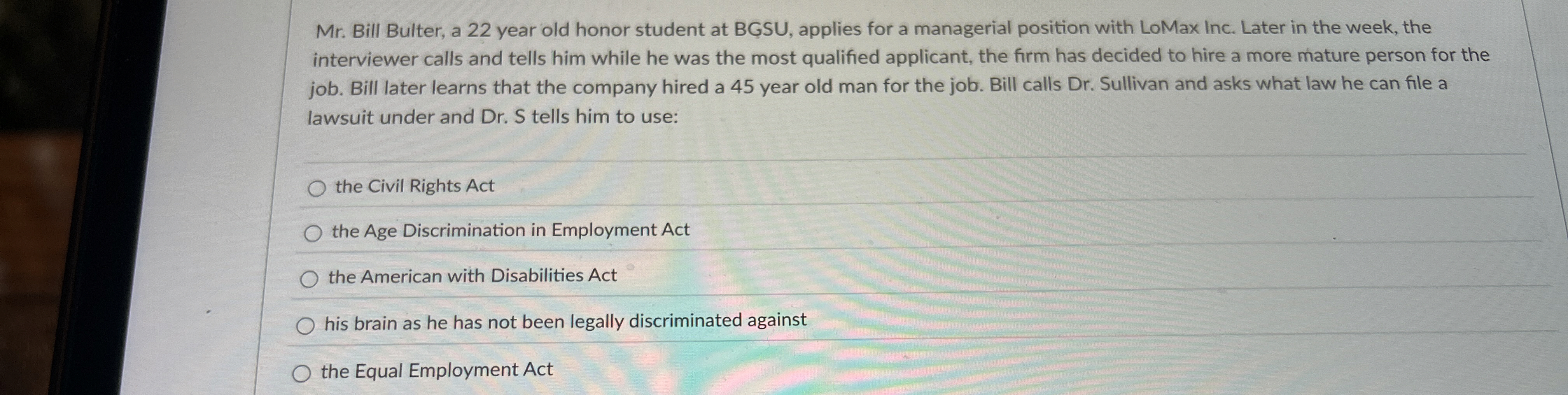 Mr . Bill Bulter, a 2 2 year old honor student at